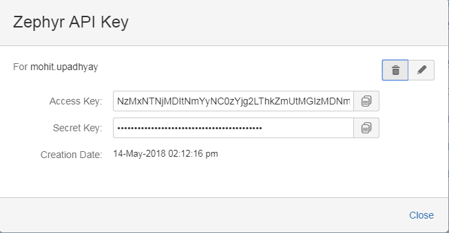 Zephyr API Key Screen 2