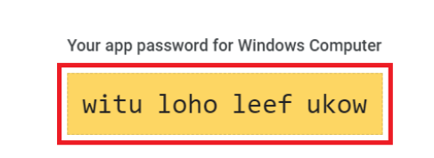 App password for Windows Computer