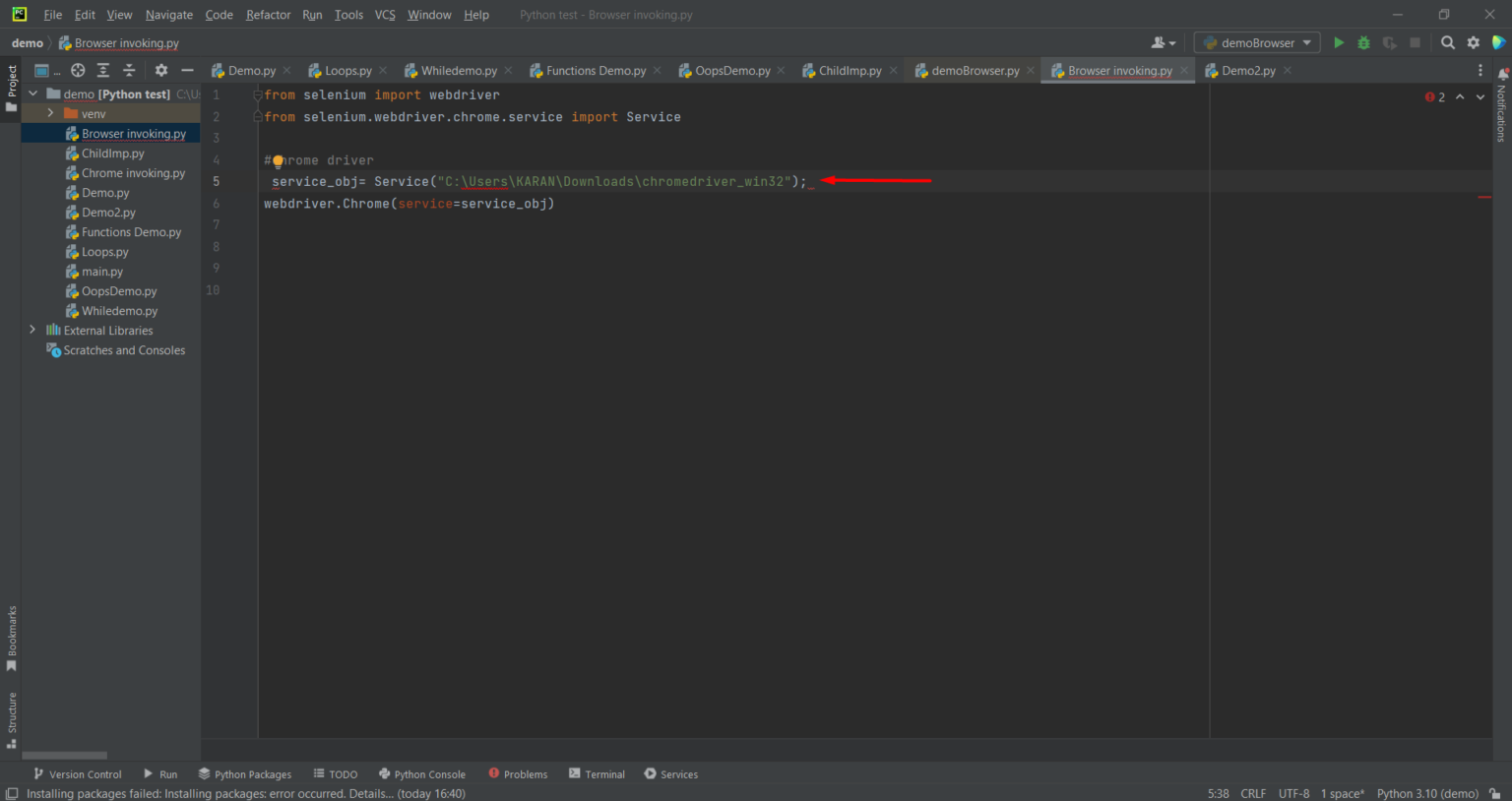 Selenium Python: Invoke Chrome Browser & Load Site to Automate