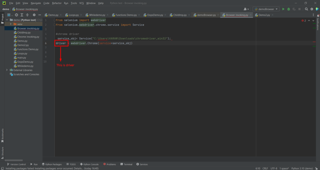 Selenium Python: Invoke Chrome Browser & Load Site to Automate