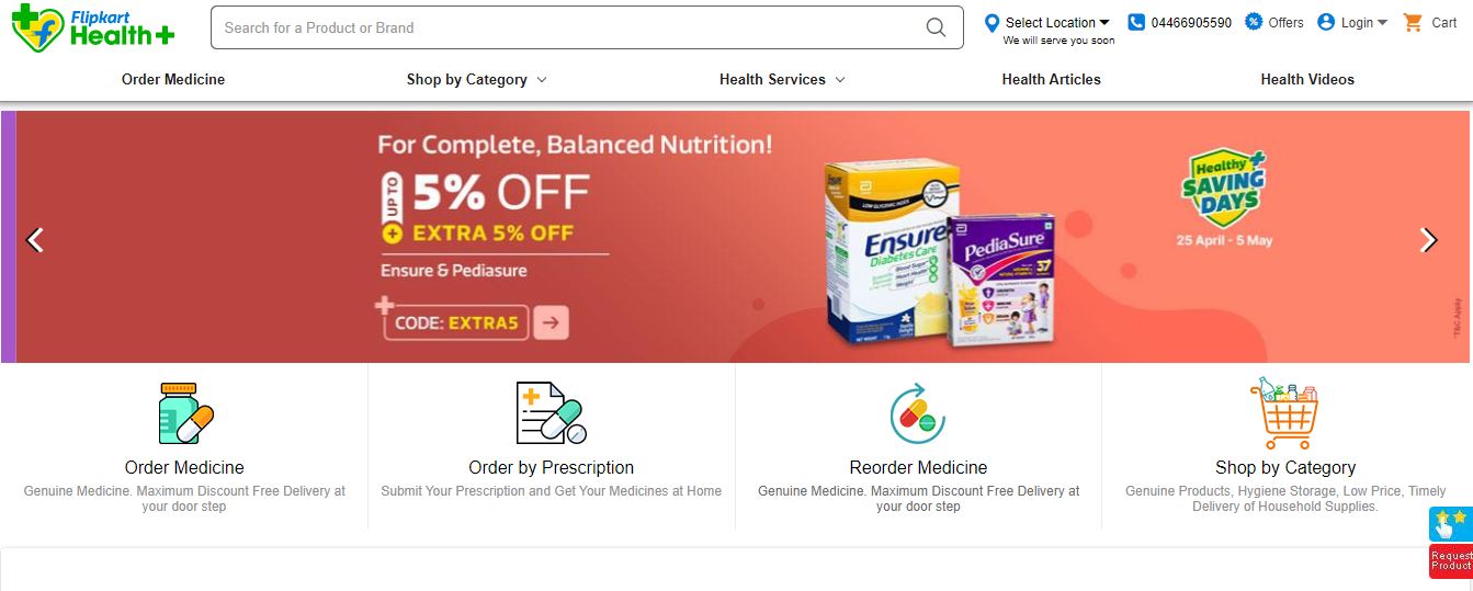 Image of Flipkart Health web app