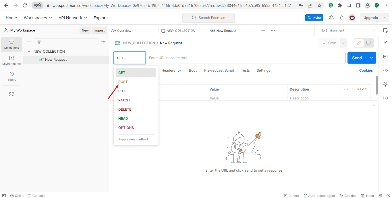 New collection new request in Postman
