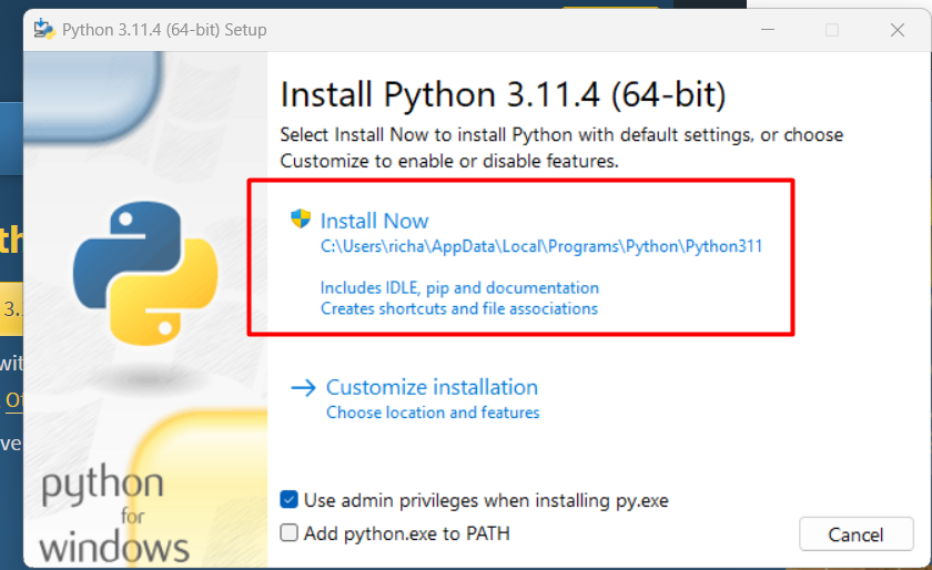 Install 64-bit python
