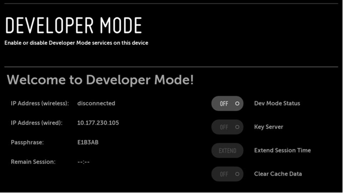 Image of Developer mode in App
