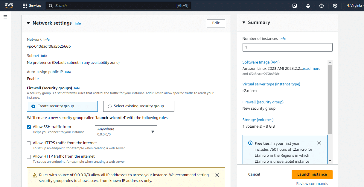 AWS network setting image