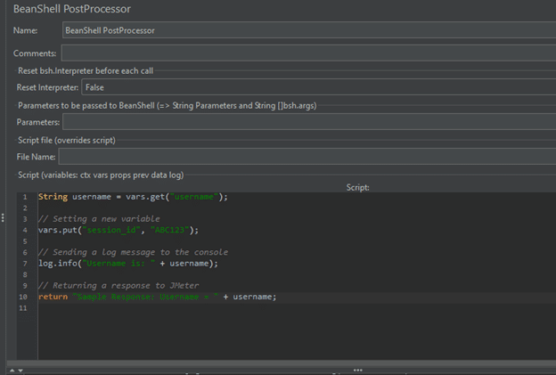 Beanshell postprocessor image